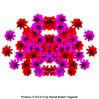 گل ها اثر هنری-ریاضیاتی حمید نادری یگانه ساخته شده توسط معادلات ریاضی