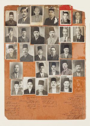 Page of photographs of faces of 27 men