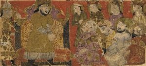 Balami - Tarikhnama - Manuchihr addresses his assembled people and army (cropped).jpg